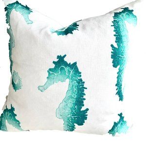 Custom-Made Coastal Seahorse Print Pillowcase